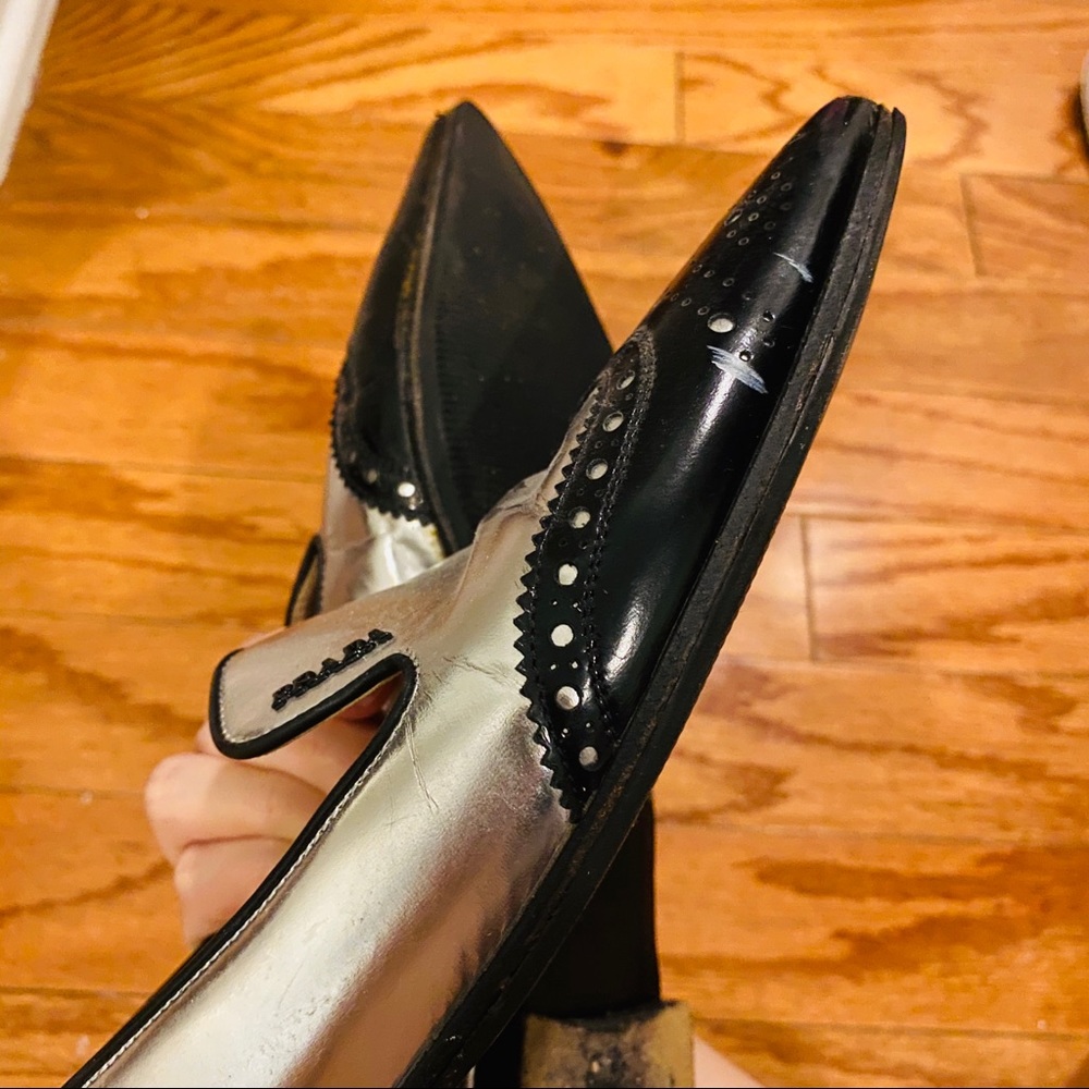 Prada metallic pointed toe brogue loafer - Picture 12 of 15